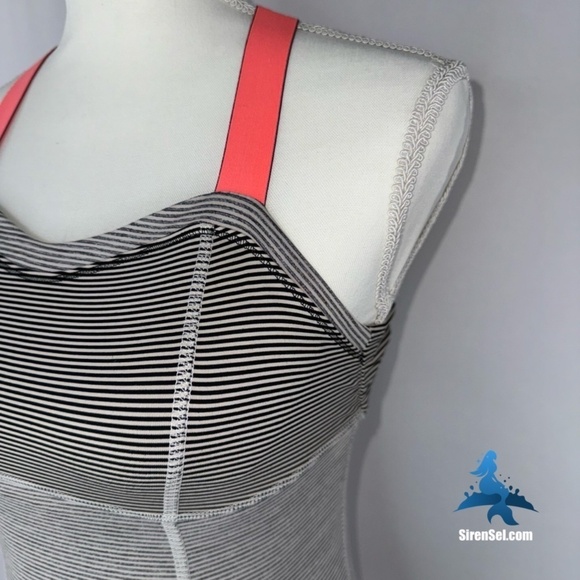 1056 lululemon Run: Catch Me Tank - Size 2 - Black/White Stripe Coral Pink - Picture 3 of 16